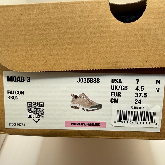 Merrell Woman's Moab 3 Falcon Tan Leather Waterproof Hiking Shoe- Size 7 - Picture 8 of 8